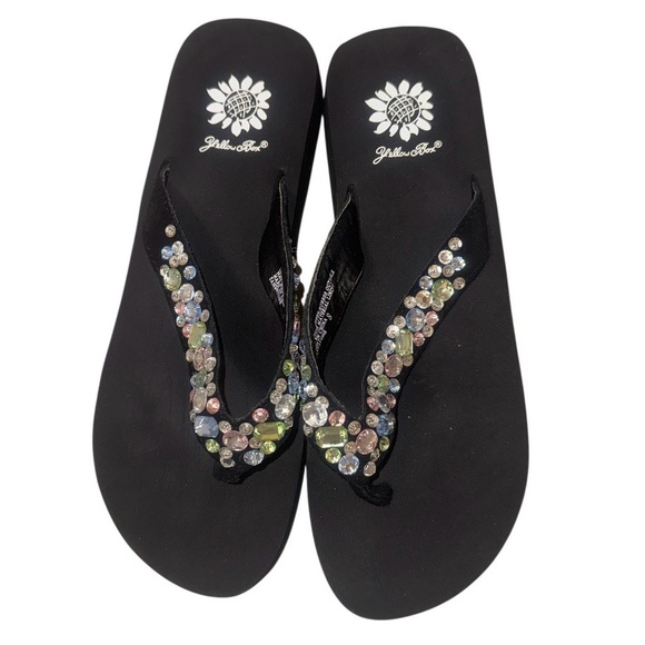 YELLOW BOX SANDSTONE Rhinestone flip flops sandals women’s shoes size 8 - Picture 11 of 12